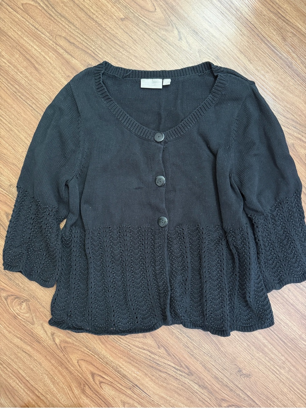 croft & barrow Black Knit Button-Front Cardigan